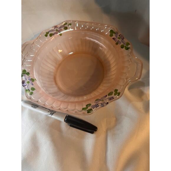 Vintage Pink Satin Glass with Hand Painting - Picture 6 of 12